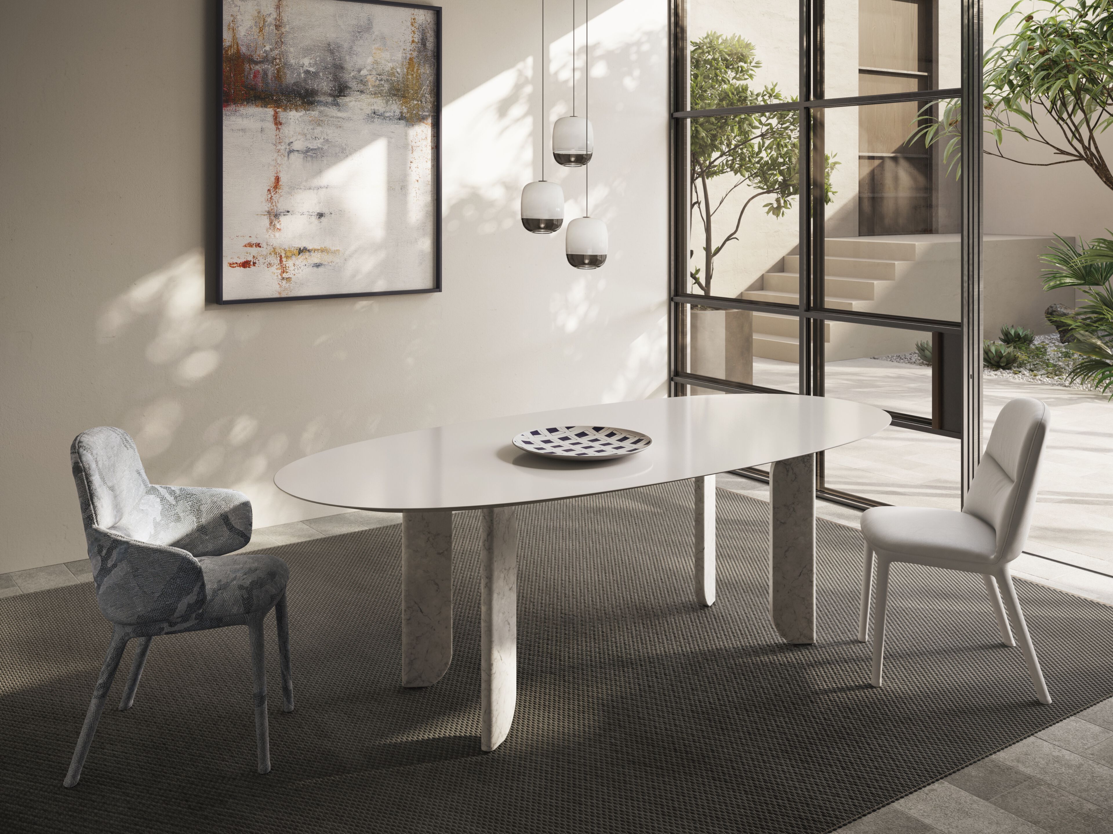 Овальный обеденный стол с столешницей из Бетакрила® Natuzzi Italia LIBRA ARCH-00057500 - Вид №2