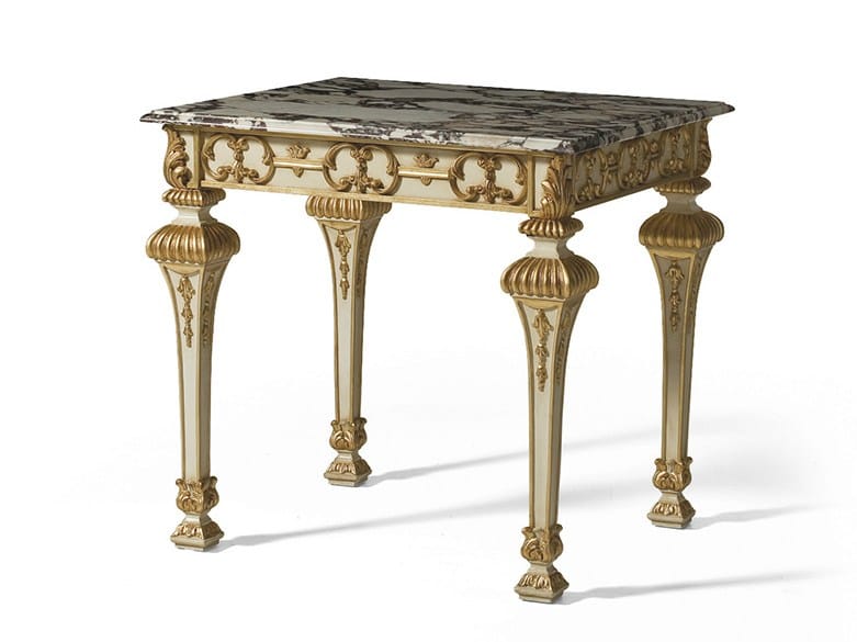 Лакированный деревянный журнальный столик с мраморной столешницей OAK Галерея ARCH-00045568