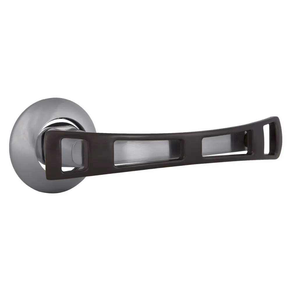 Ручки дверные на розетке Apecs H-0598-Z, цинковый сплав, цвет сатин/дерево/хром STLM-2210982