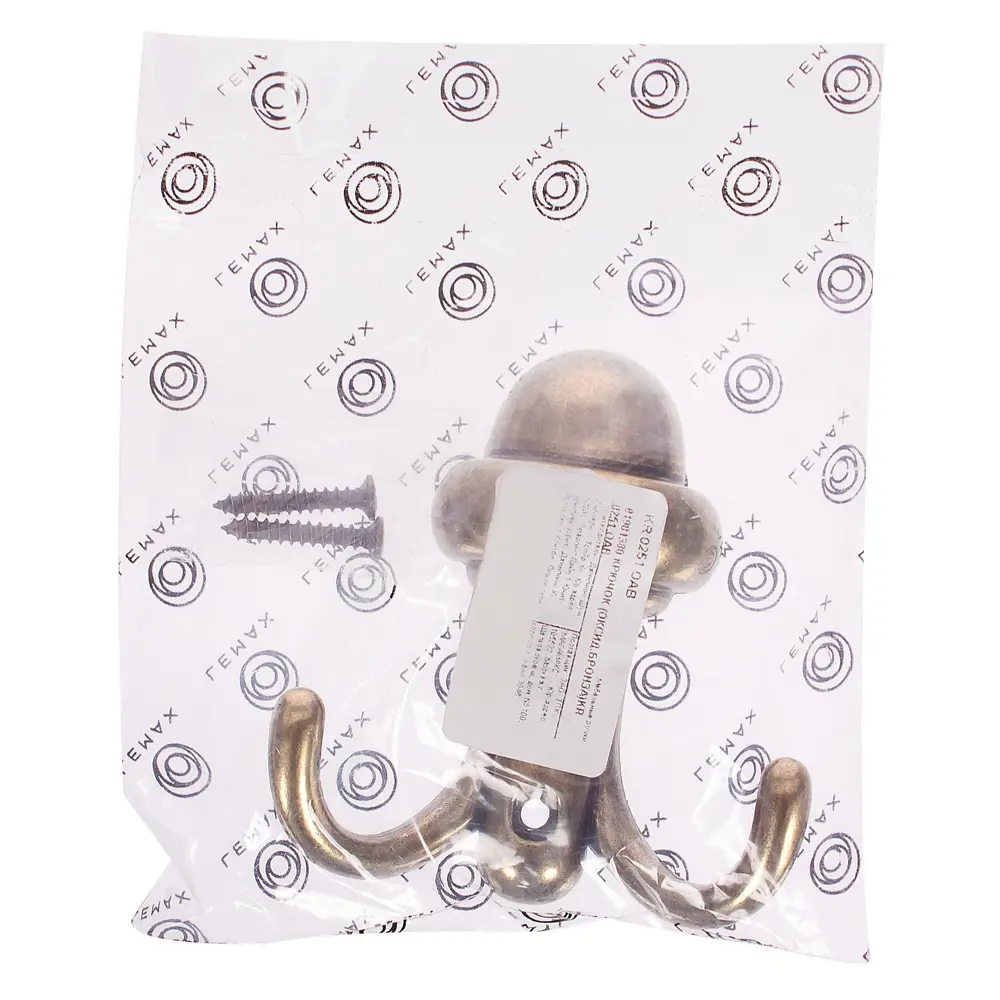 Крючок мебельный KR 0251 OAB двойной, сталь, цвет бронза Santreyd STLM-2042112 - Вид №2