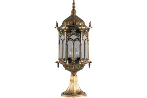 15594412 Садово-парковый светильник, шестигранный на постамент 60W 230V E27 черное золото PL115 11306 FERON Багдад