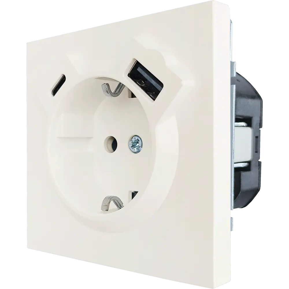 Розетка USB встраиваемая Lezard Zima с заземлением цвет слоновая кость STLM-2015469 - Вид №1