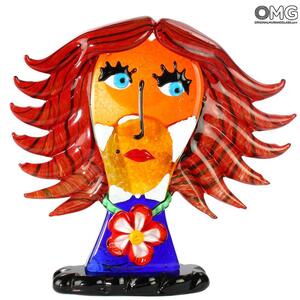 4722 ORIGINALMURANOGLASS Скульптура Голова Рыжей Женщины - Pop Art - по мотивам Пикассо - муранское стекло OMG 30 см