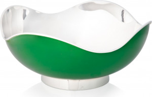 10538406 Schiavon Чаша круглая с резным краем 28см "Дизайн-микс" (зеленый лак) Посеребрение