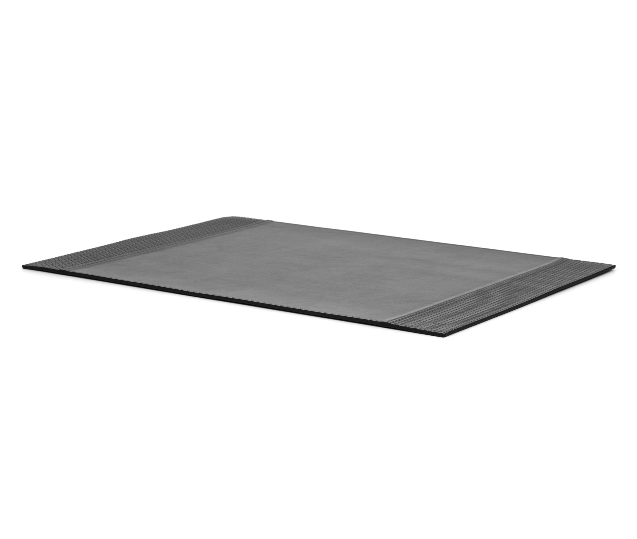 Прямоугольная подставка для столовых приборов с боковыми лентами - 45X31 см / тканая кожа_темно-серый
