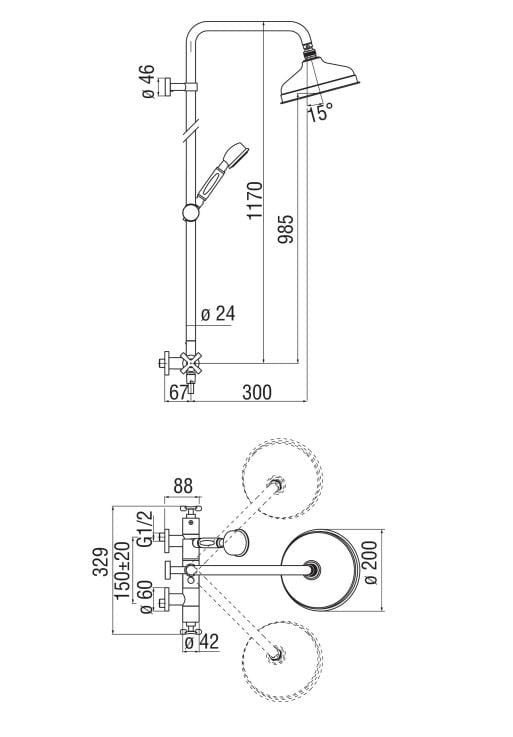 Термостатическая душевая колонна с душем Nobili Carlos Primero ARCH-00126616 - Вид №2