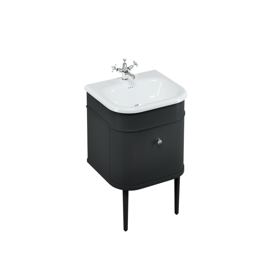 Burlington Chalfont Chalfont 550mm Одинарный выдвижной ящик - матовый черный с золотыми ногами CH55MB-CHLEGGOLD  - Вид №1