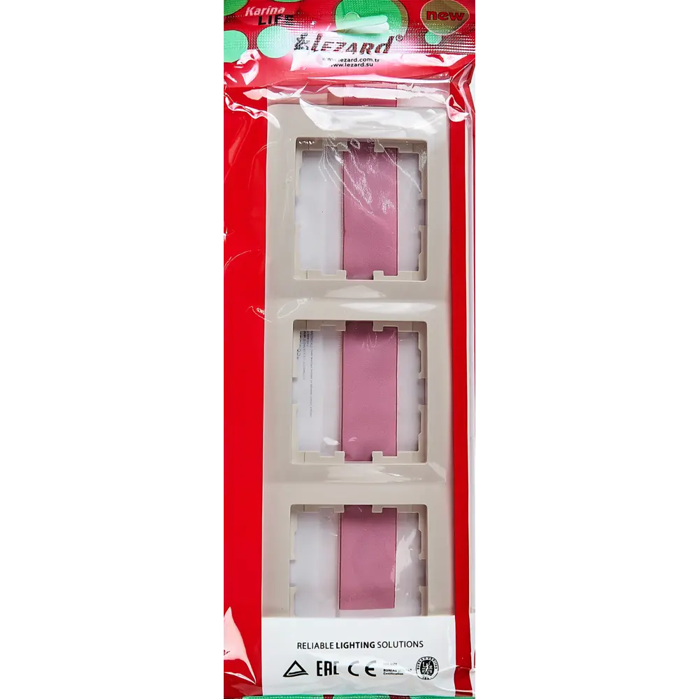 Рамка для розеток и выключателей Lezard Karina Life 3 поста горизонтальная цвет кремовый STLM-2172189 - Вид №3