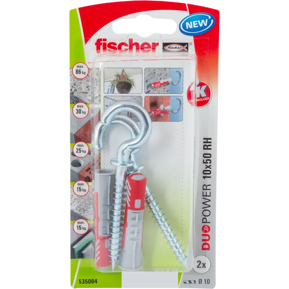 Дюбель универсальный DuoPower 10x50 мм, крюк-полукольцо, 2 шт. 81933203 STLM-2047844 FISCHER  - Вид №3