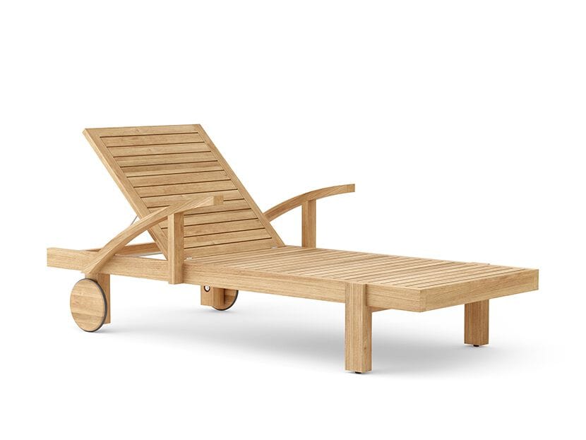 Садовая кровать с откидной спинкой из тикового дерева с колесами Walters Resort ARCH-00110846