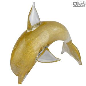 4404 ORIGINALMURANOGLASS Скульптура Золотой Дельфин - автор Andrea Tagliapietra - муранское стекло OMG 27 см