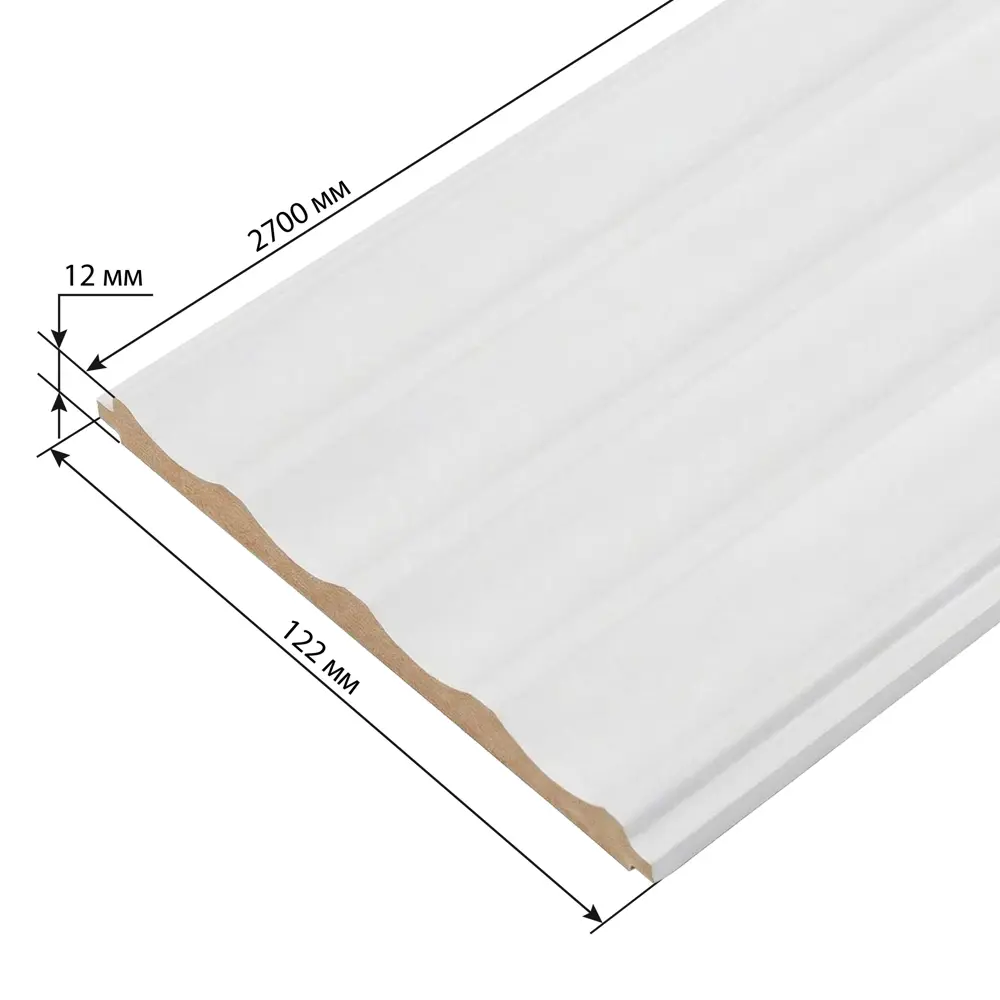 Реечная панель Волна прямоугольник МДФ цвет белый 2700x122x12 мм 4 шт Santreyd STLM-2160887 - Вид №2