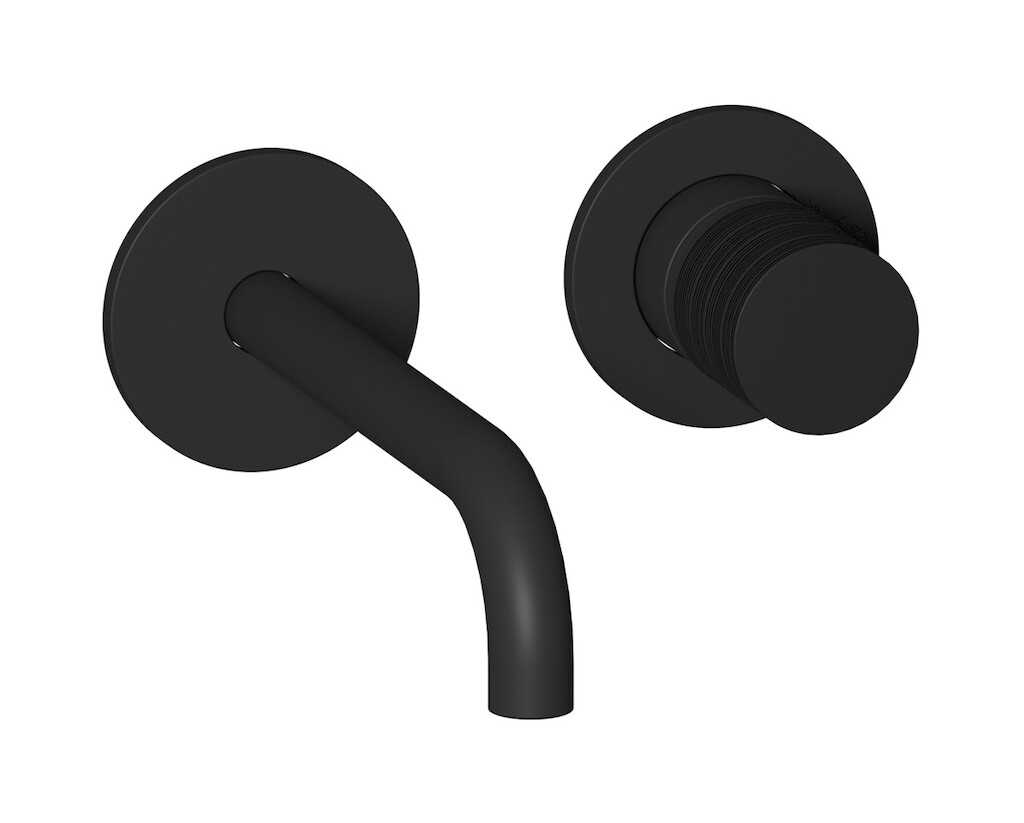 Встроенный в стену смеситель для раковины на 2 отверстия в комплекте с донным клапаном WE ARE IB wa314is Matt Black Vinile