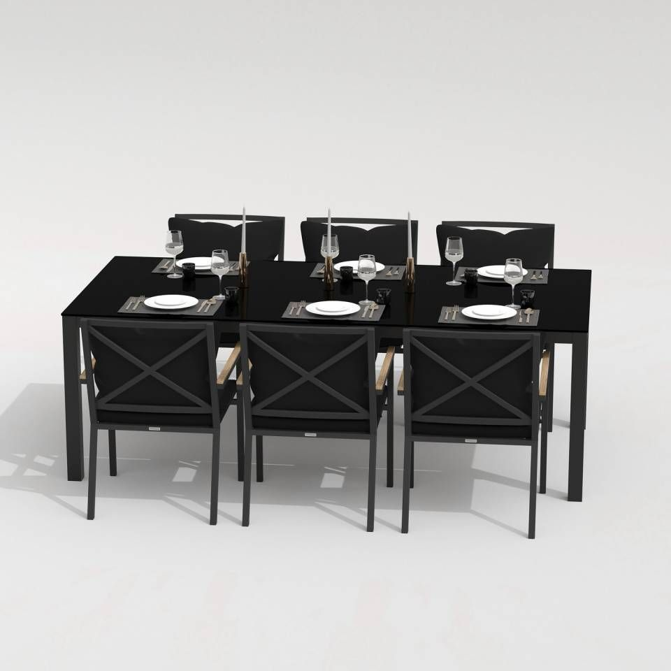 91041698 Садовая мебель для отдыха алюминий темно-серый : стол, 6 стульев CANA FESTA 220 plus black STLM-0454760 IDEAL PATIO OUTDOOR STYLE