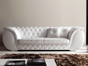 CorteZari 3-х местный кожаный диван Zoe silver 652-t