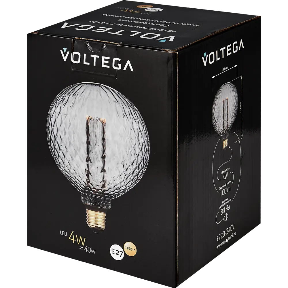 Лампочка декоративная G125LF дымчатая 4 Вт E27 8530 Voltega STLM-2000463 - Вид №2