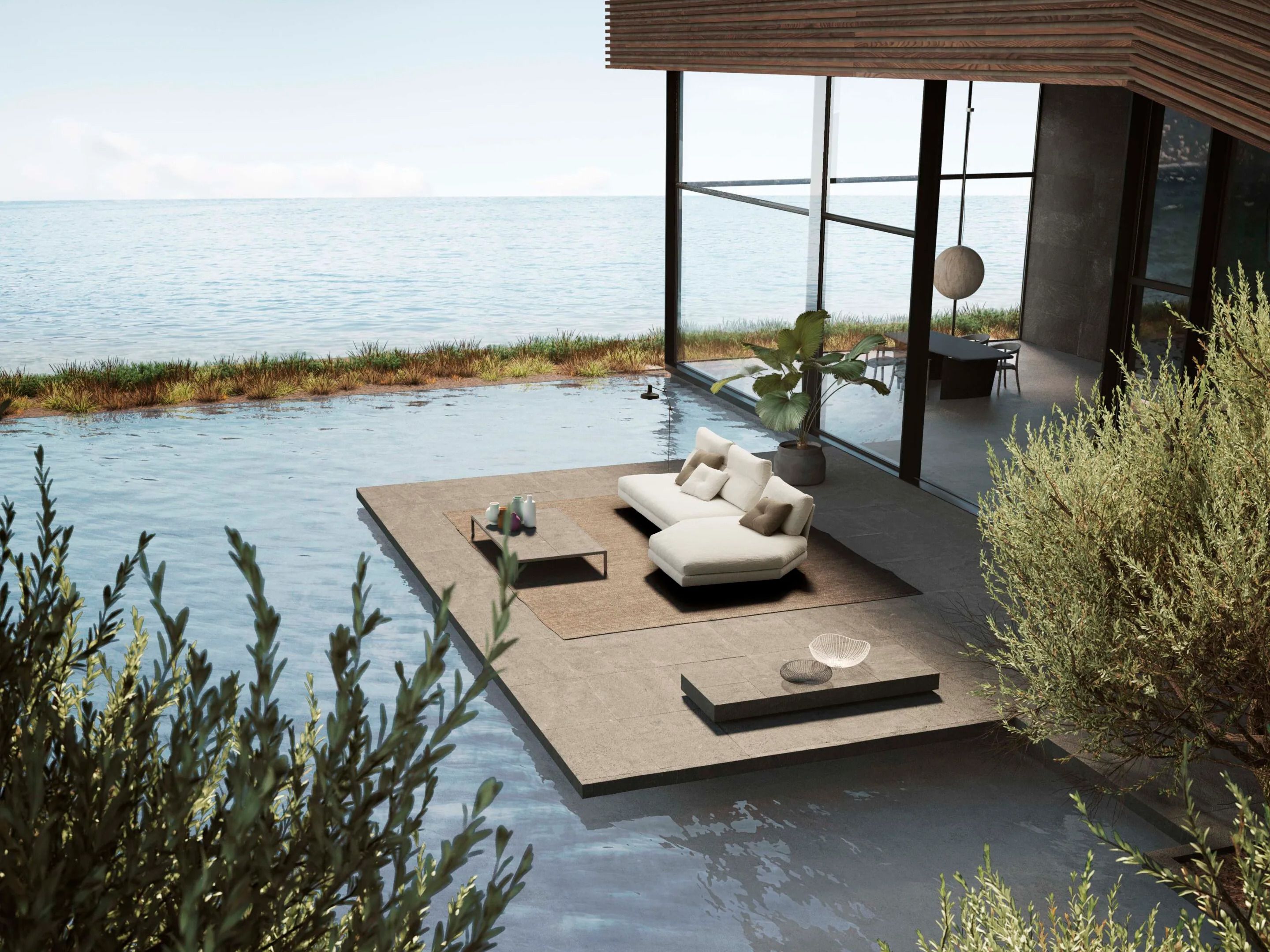 Угловой садовый диван из ткани VALENTINI камень ARCH-00127840 - Вид №3