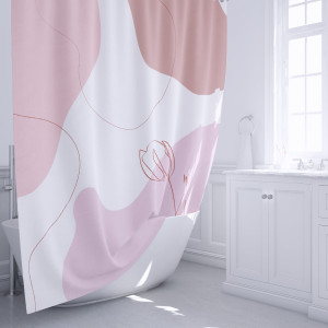 Штора для ванны 180x200 см, полиэстер, цвет ярко-розовый FIXSEN CREAM