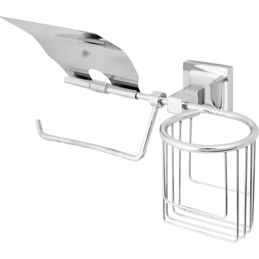 Держатель для туалетной бумаги и освежителя воздуха «Ладья» с крышкой цвет хром АКВАЛИНИЯ 88100 STLM-2156815 - Вид №1