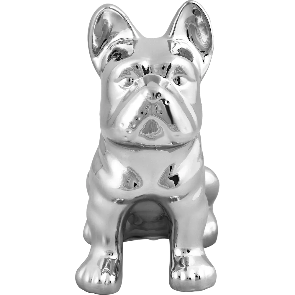 Керамическая декоративная собака Бульдог серебристого цвета 23x18x12 см 87890720 Santreyd STLM-0960901 - Вид №2