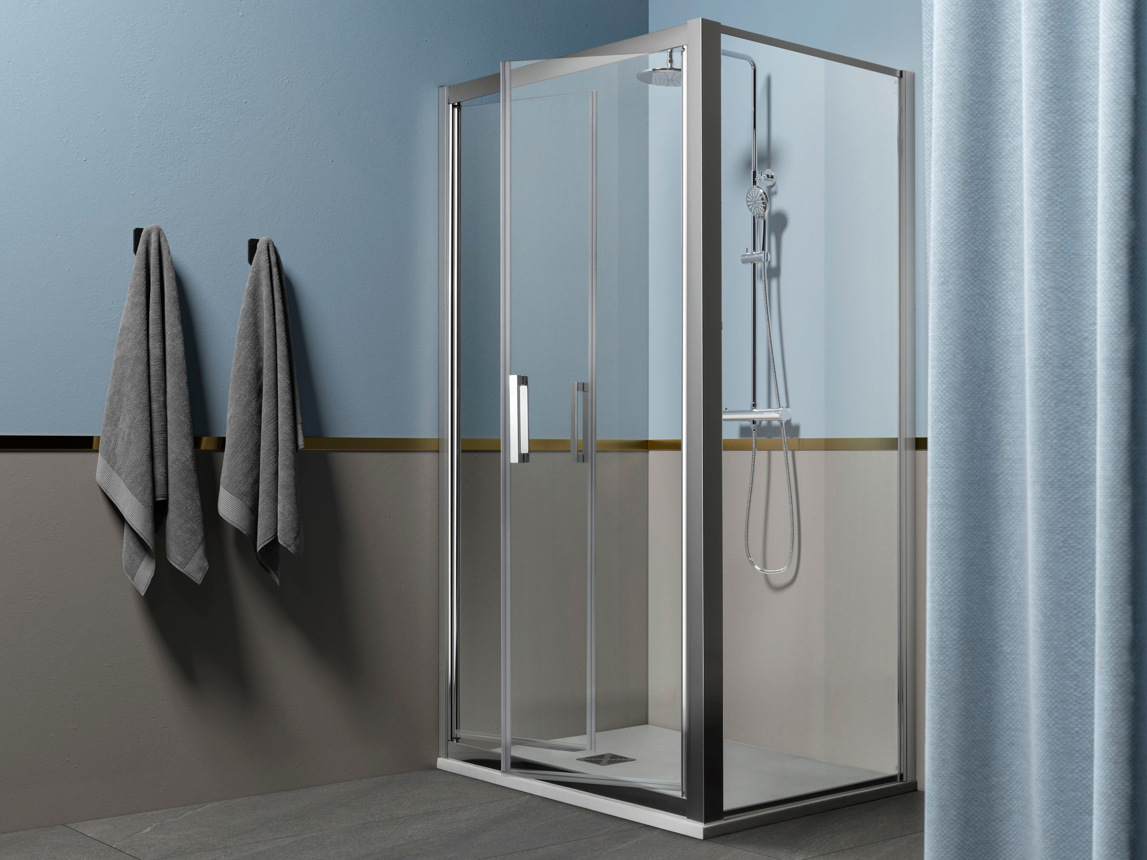 Алюминиевая и стеклянная угловая душевая кабина с распашной дверью TAMANACO FPSL60 ARCH-00028818