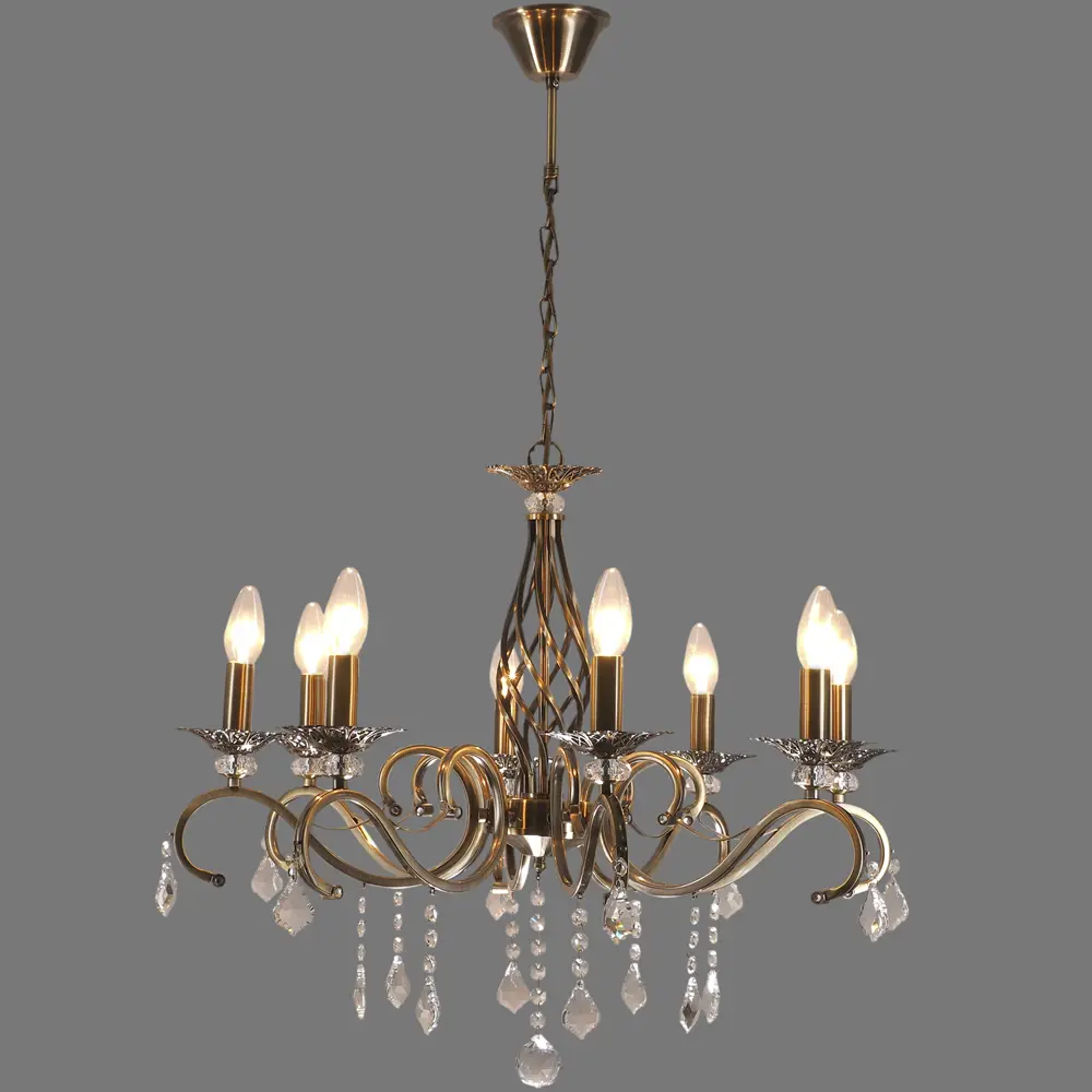 Люстра хрустальная подвесная Виктория 8xE14x60 Вт, металл/стекло, цвет бронза WINK STLM-2096439 - Вид №3