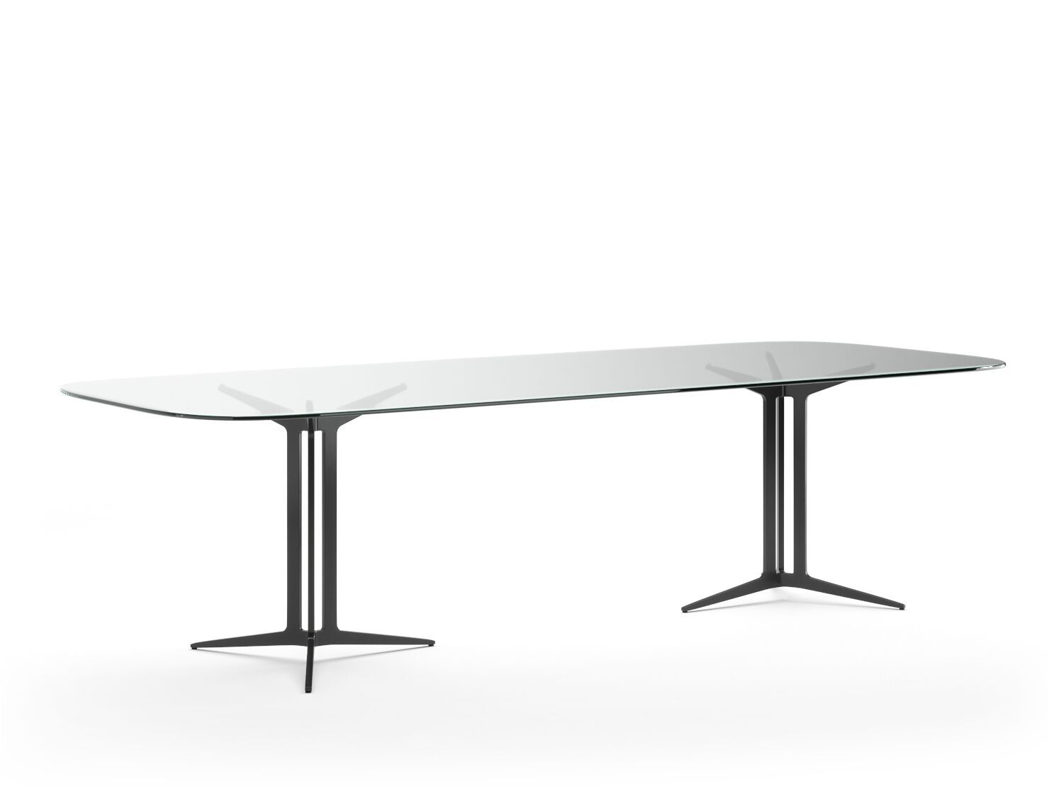 Прямоугольный обеденный стол из стали и стекла PRADDY Natur ARCH-00129582 - Вид №2
