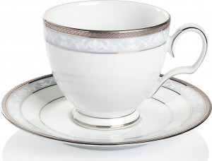 10599223 Noritake Чашка чайная с блюдцем Noritake "Хэмпшир,платиновый кант" 250мл Фарфор