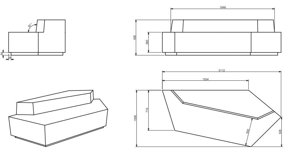 3-местный QM Foam Contract диван Quinze & Milan PENTAGON SOFA LARGE ARCH-00094732 - Вид №3