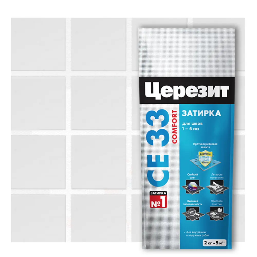 ЦЕРЕЗИТ CE 33 Comfort - Цементная затирка белого цвета для плиточных швов 82040405 STLM-0018203