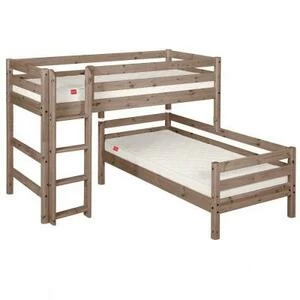 Кровать Flexa Classic двуспальная модульная с прямой лестницей, коричневая, 200 см