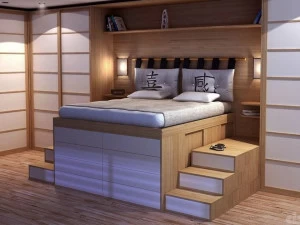 Cinius Деревянная двуспальная кровать со шкафом