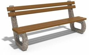 ENCHO ENCHEV - ETE Скамейка из бетона и дерева со спинкой  142