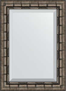 BY 1126 Зеркало с фацетом в багетной раме - серебряный бамбук 73 mm EVOFORM Exclusive
