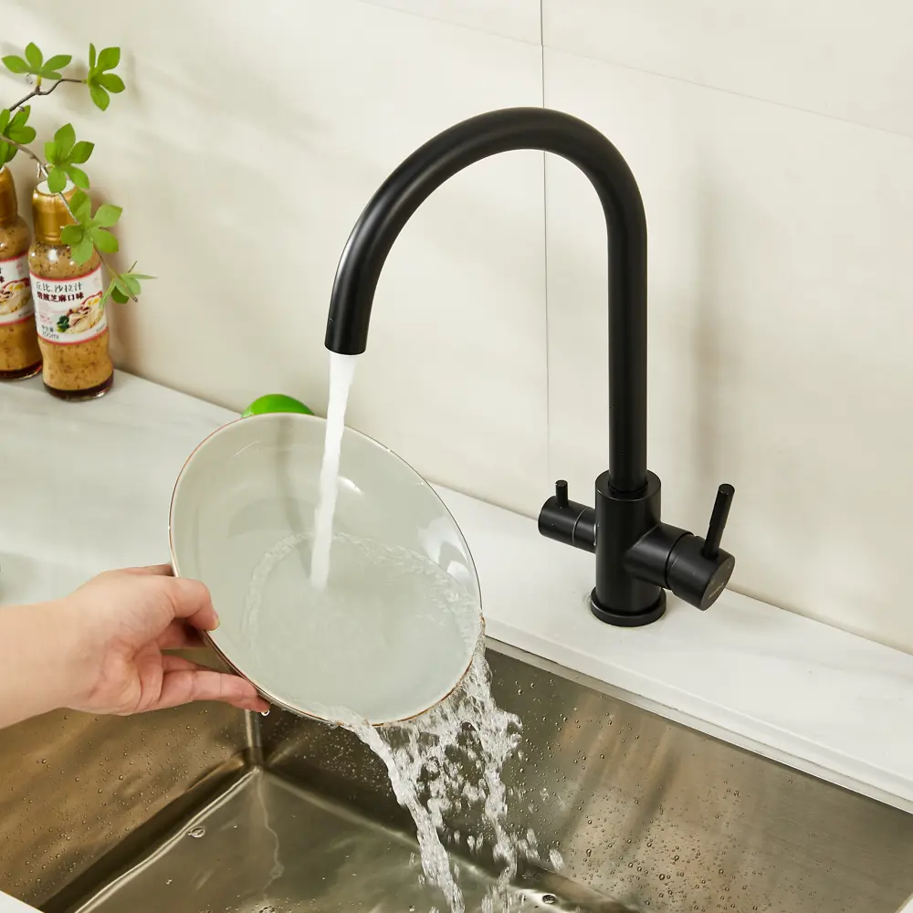 Смеситель для кухни Haiba черный с высоким поворотным изливом 89396811 STLM-1569269 - Вид №10