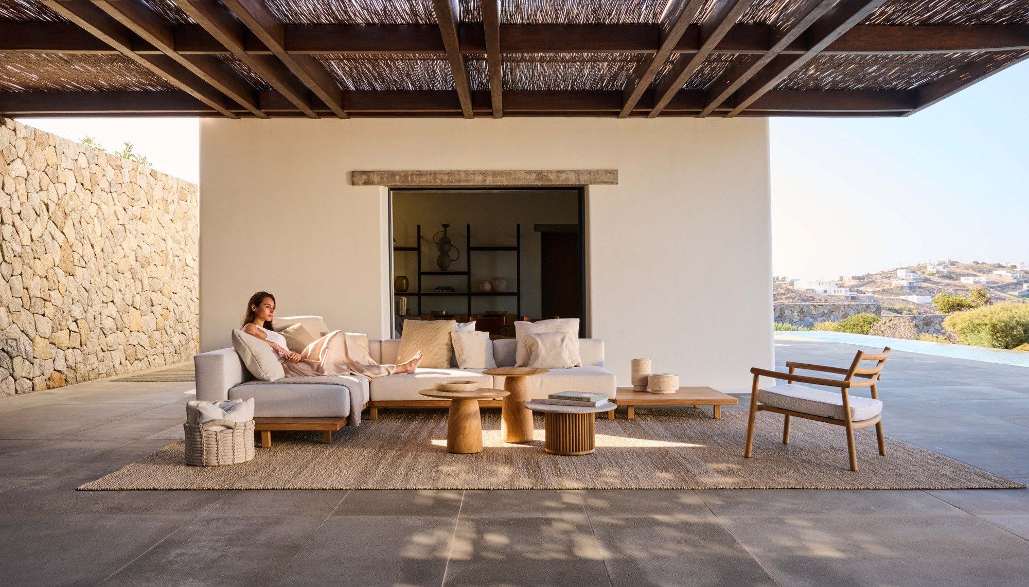 Садовое кресло из тикового дерева с подлокотниками TRIBÙ Ukiyo ARCH-00107788 - Вид №9