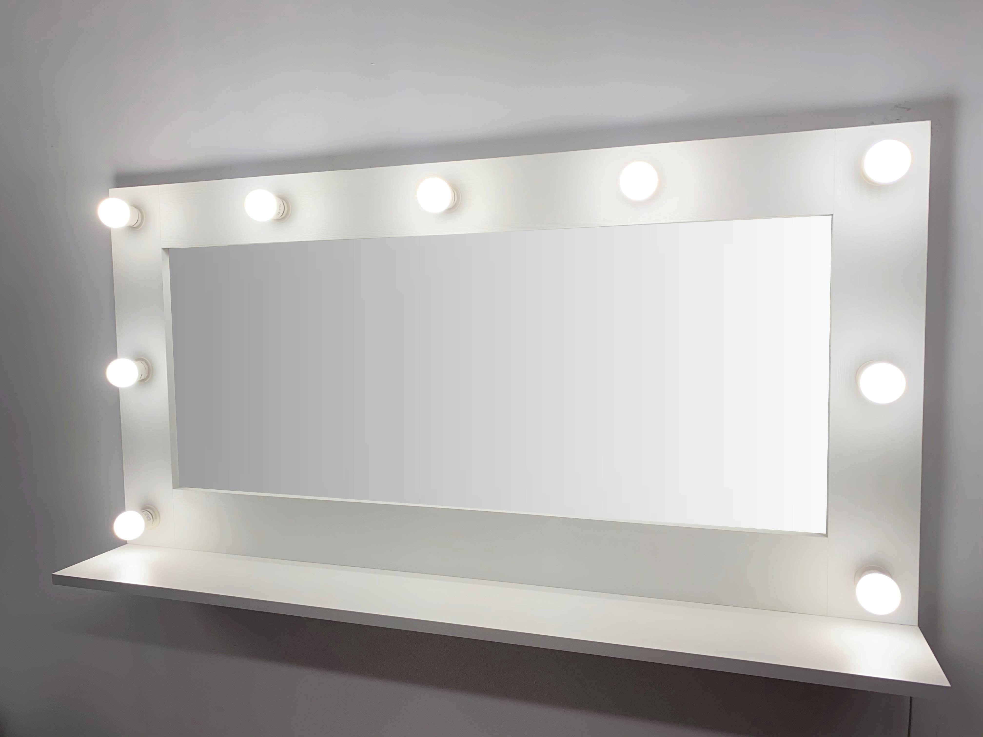 91053085 Гримерное зеркало с лампочками с полочкой 60x120 см цвет белый STLM-0458995 BEAUTYUP