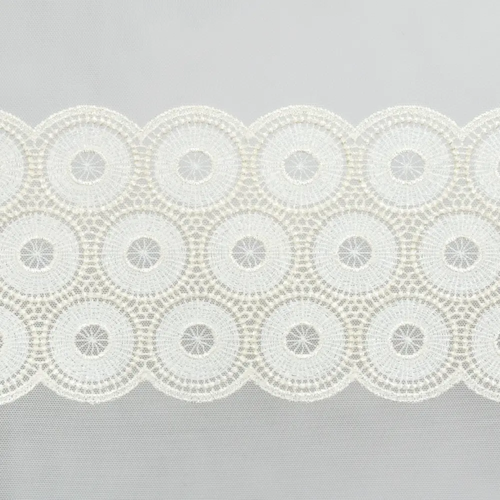 Тюль с вышивкой на сетке «Кольца» 1 п/м290 см цвет кремовый ELIT HOME STLM-2161893 - Вид №1