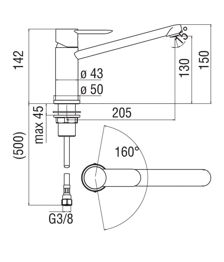 Смеситель для кухни с аэратором Nobili песок ARCH-00097905 - Вид №2