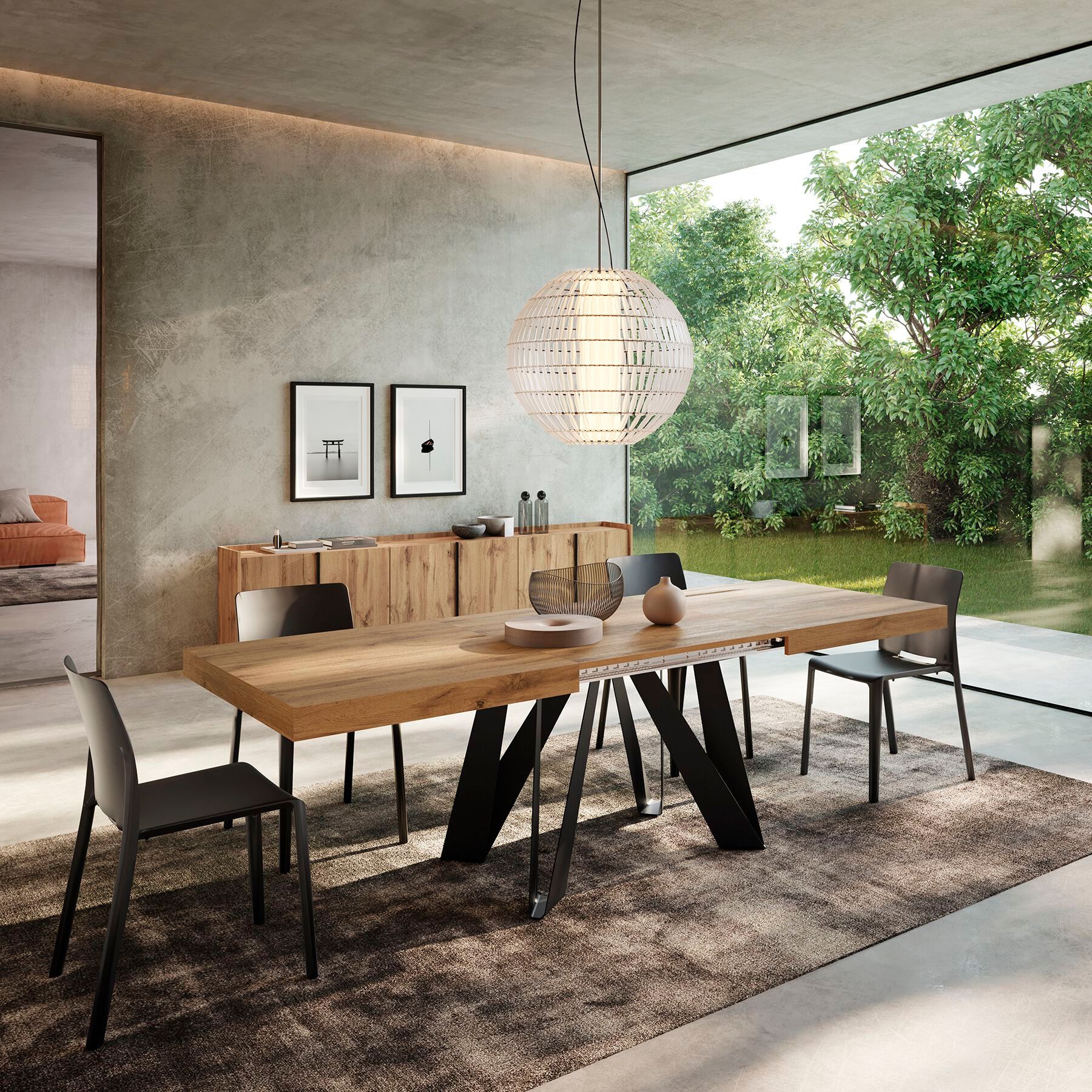 Выдвижной прямоугольный стол из железа с меламиновой столешницей Mobili Fiver ROMINA ARCH-00069646 - Вид №34