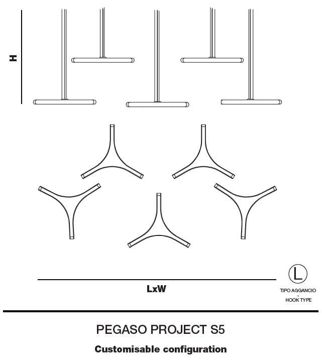 Подвесной светильник из алюминия и кованого стекла Euroluce Lampadari Pegaso ARCH-00151443 - Вид №4