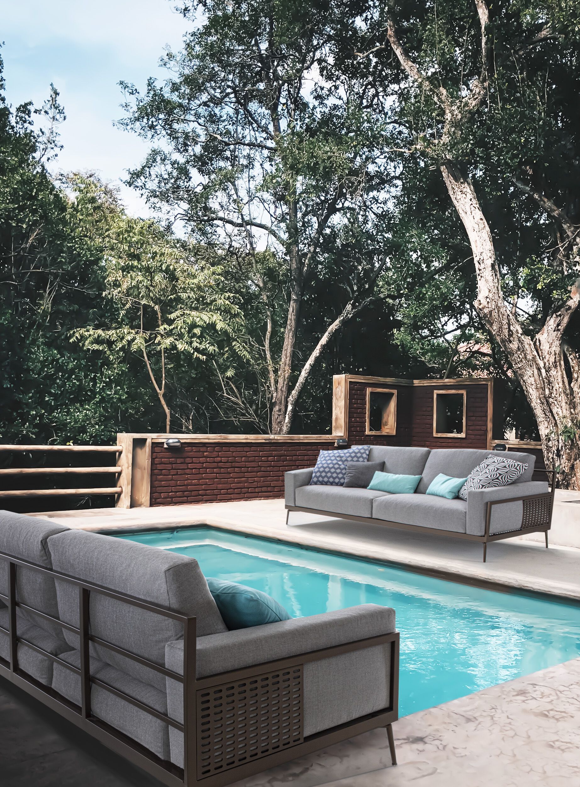 3-местный тканевый съемный садовый диван GRUPPO FOX FuoriPorta ARCH-00109369 - Вид №2