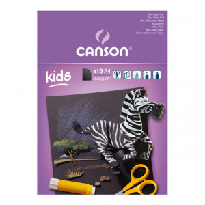 473423 Альбом-склейка чёрной бумаги "Kids", 10 л, 220 г/м2, 21 х 29,7 см Canson