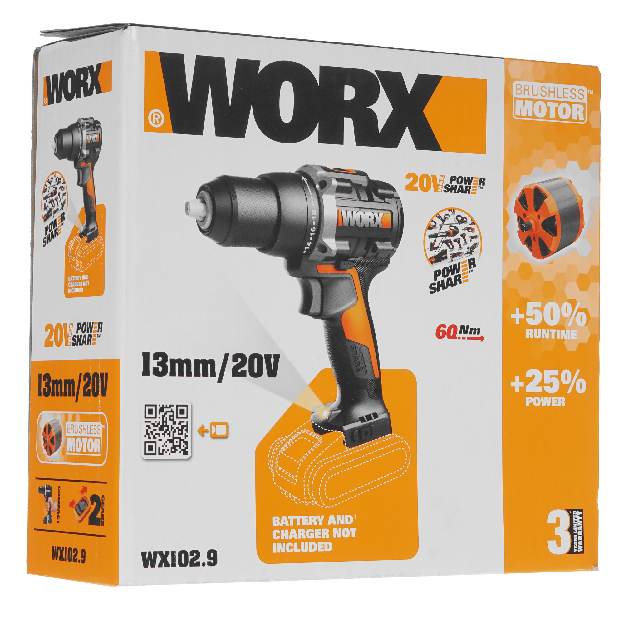 Дрель-шуруповерт Worx WX102.9 PowerShare 20V  , Без ЗУ, Без АКБ 5325131 STDN-0136572 - Вид №6