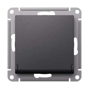 91928856 Розетка встраиваемая Systeme electric AtlasDesign ATN001446 с заземлением шторками и крышкой цвет базальт STLM-1546604