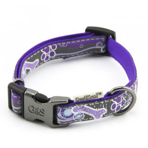 ПР0043627 Ошейник для собак светоотражающий 20х350-550мм нейлон фиолетовый Great&Small