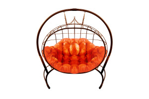 16437931 Подвесное кресло Улей без ротанга, коричневое, оранжевая подушка 7930095242753 M-Group