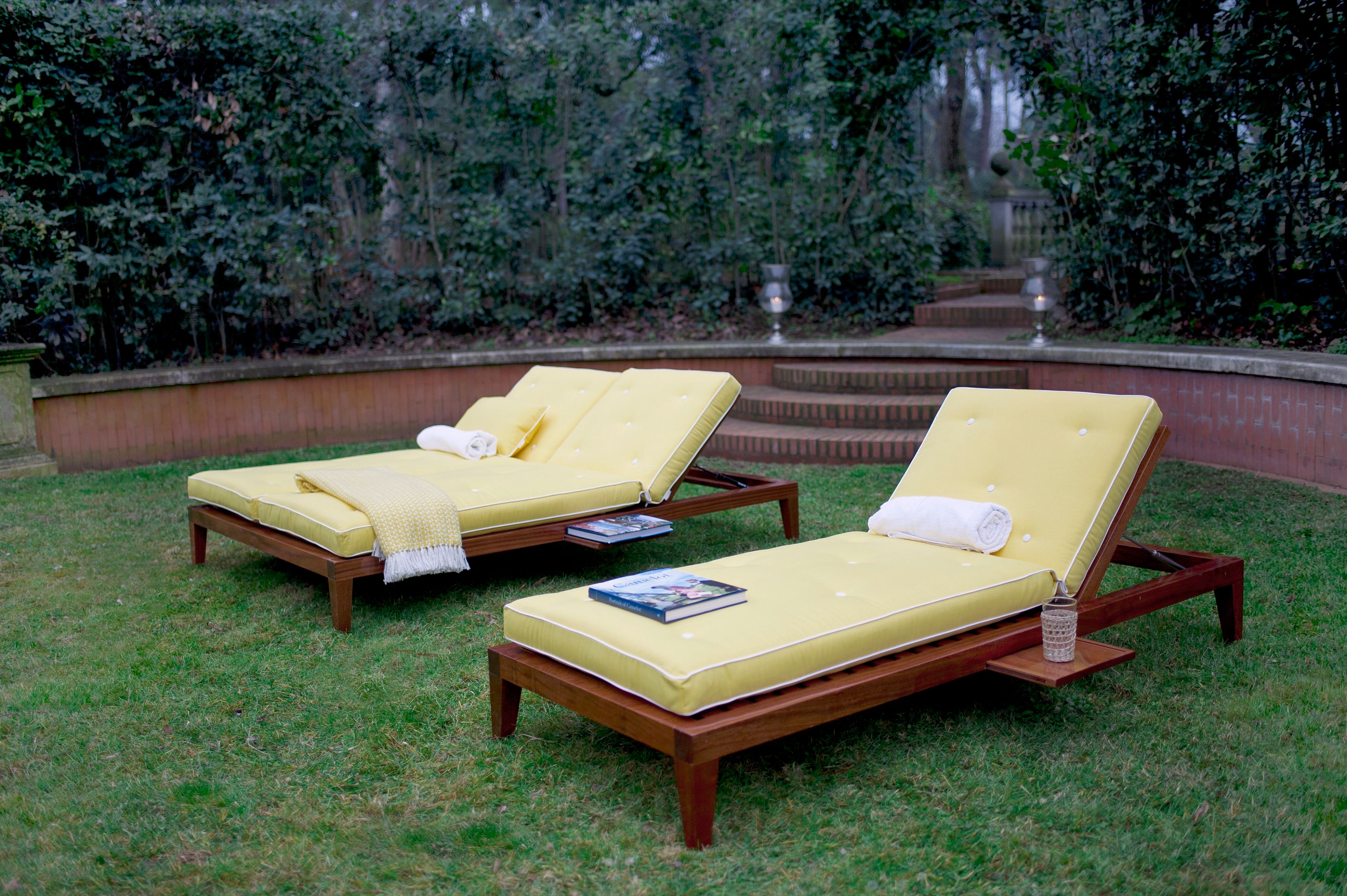 Двуспальная Садовая кровать из красного дерева и ткани Unopiù C'est la vie ARCH-00073376 - Вид №3