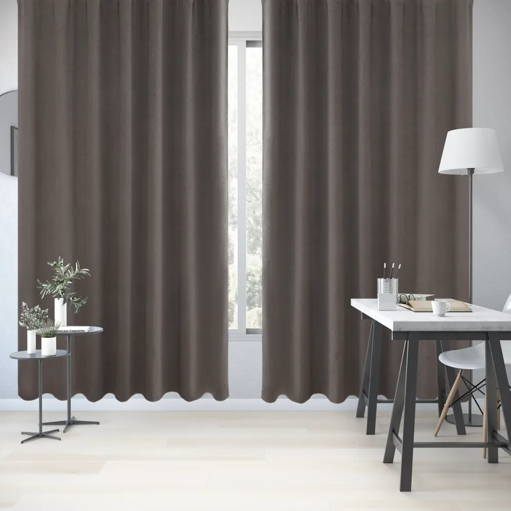 Штора на ленте Inspire Pskov 200x280 см цвет коричневый STLM-2061658