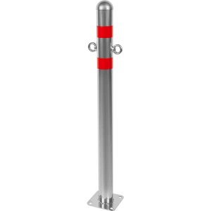 89057043 Парковочный столбик стальной, 5.7x75 см на площадке с проушиной серебристо-красный STLM-1363814